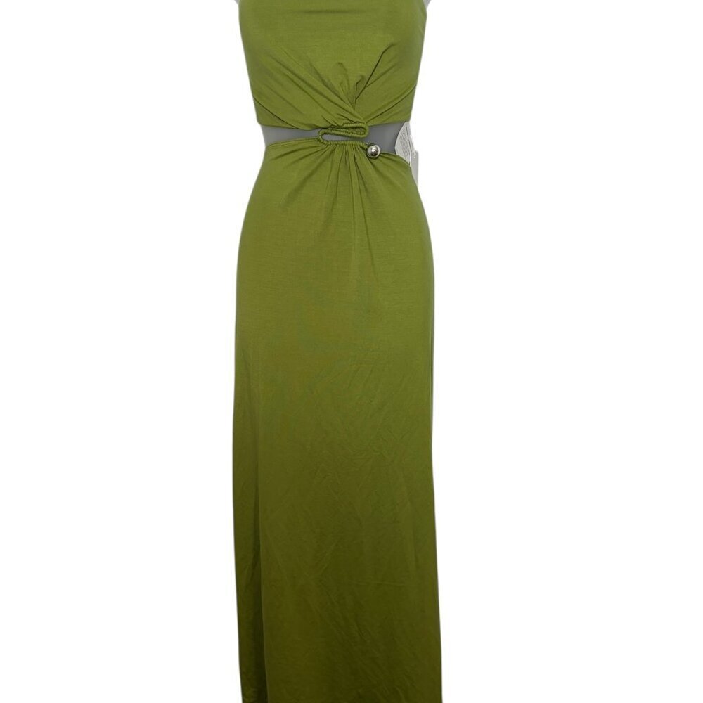 Reformation Amaia Knit Strapless Cutout Maxi Dress Green XL NWT - Picture 3 of 7